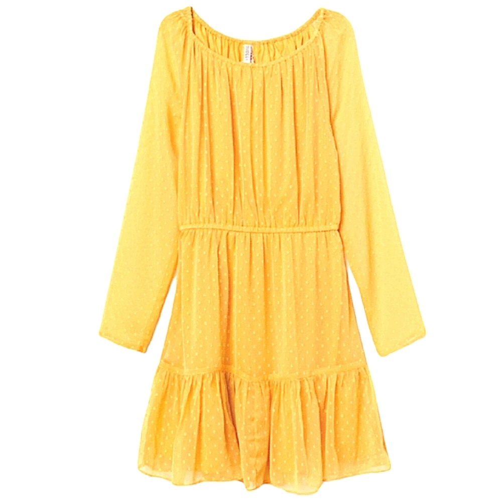 NWT H&M Yellow Chiffon Flounce Dress Size 8